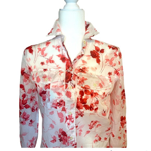 LAUREN RALPH LAUREN - Floral Pink Button Down Blouse. Size PXS - Picture 3 of 13